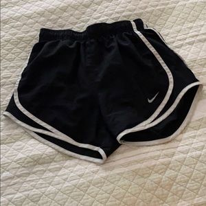 Black and white running shorts